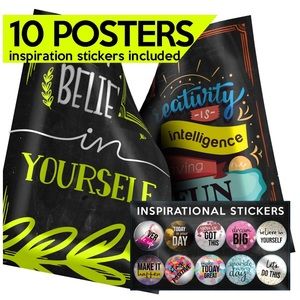 🆕 Wall Art with Stickers! 10 Motivational Posters